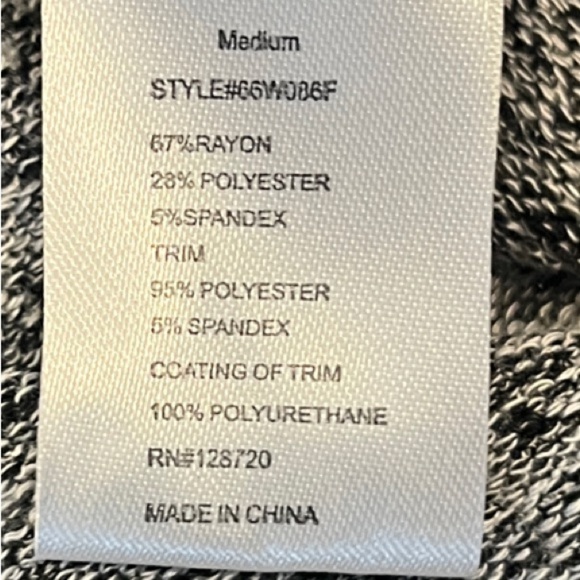 Women’s Quinn Medium 3/4 Sleeve Gray with Faux Leather Black Trim Midi Dress - Picture 3 of 11